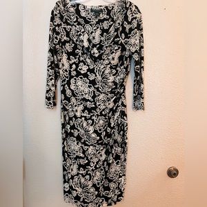 Lauren Ralph Lauren Sheath Dress Black White Floral